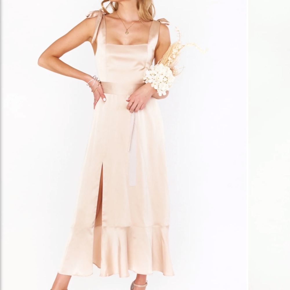 “Show Me Your Mumu” Claire Midi Dress in Champagne